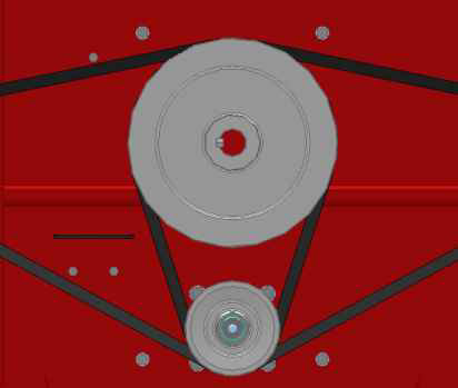 Double belt transmission for 180 degree coverage on pulley